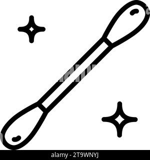 Symbol für Ohrstöpsel. Wattestäbchen oder Wattestäbchen. Wattestäbchen, Hygiene-Symbol. Einfache Linie, umreißen Vektorelemente von Hygienesymbolen für ui und ux, Website Stock Vektor
