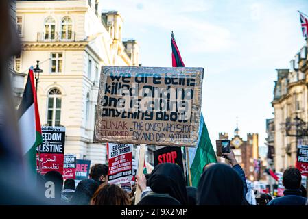 London, Vereinigtes Königreich - 25. November 2023: Nationaler Marsch für Palästina Stockfoto