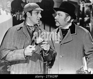 DIE ABENTEUER VON SHERLOCK HOLMES 1939 20th Century Fox Film mit Basil Rathbone links und Nigel Bruce Stockfoto