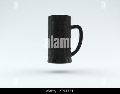 Das Symbol des schwarzen Biers im Hintergrund des weißen Studios. Minimales Konzept. Schwarzweiß. 3D-Rendering. Stockfoto