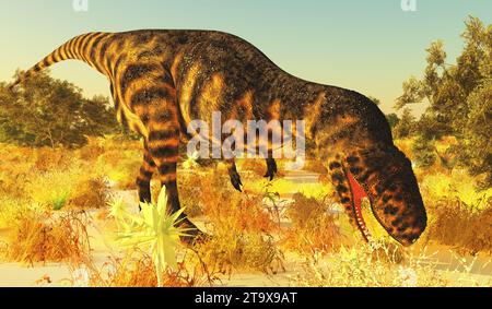 Abelisaurus war ein Theropoden-Dinosaurier, der in Argentinien während der Kreidezeit lebte. Stockfoto