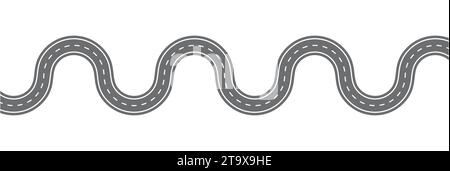 Kurvenreiche Straße, Panoramablick. Isoliert. Vektorabbildung Stock Vektor