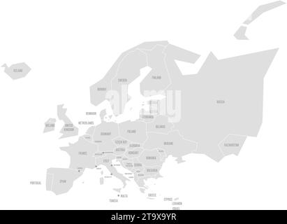 Sehr vereinfachte Infografik-Karte von Europa in Grau. Einfache geometrische Vektordarstellung. Stock Vektor