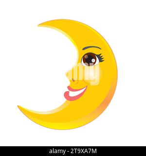 Happy Moon. Isoliert. Vektorabbildung. Stock Vektor