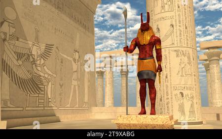 Der Horus-gott der ägyptischen Geschichte, der vom Falken-Vogel dargestellt wurde, war die Gottheit des Jenseits. Stockfoto