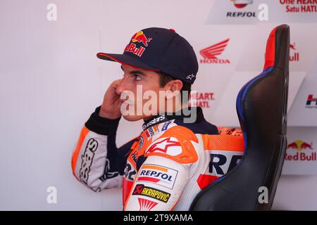 Valencia, Spanien. November 2023. Valencia, Spanien, 26. November 2023; Marc Marquez aus Spanien und Repsol Honda Team während der Moto GP Weltmeisterschaft.Moto GP Grand Prix des Comunitat Valenciana, Rennstrecke Ricardo Toro in der Nähe von Cheste - gebührenpflichtiges Bild - Foto: © Eric ALONSO/ATP Images (ALONSO Eric/ATP/SPP) Credit: SPP Sport Pressefoto. /Alamy Live News Stockfoto