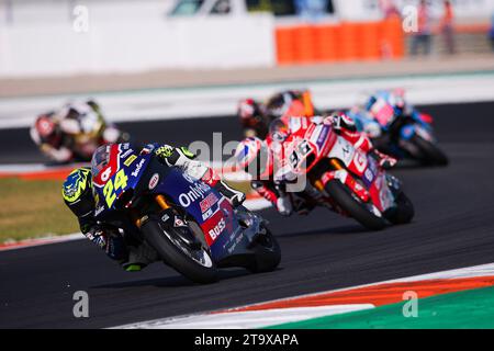 Valencia, Spanien. November 2023. Valencia, Spanien, 26. November 2023; MOTO2, Marcos Ramirez aus Spanien OnlyFans American Racing während der Moto2 GP Weltmeisterschaft Moto2 GP Grand Prix des Comunitat Valenciana, Rennstrecke Ricardo Toro in der Nähe von Cheste - gebührenpflichtiges Bild - Foto: © Eric ALONSO/ATP Images (ALONSO Eric/ATP/SPP) Credit: SPP Sport Pressefoto. /Alamy Live News Stockfoto