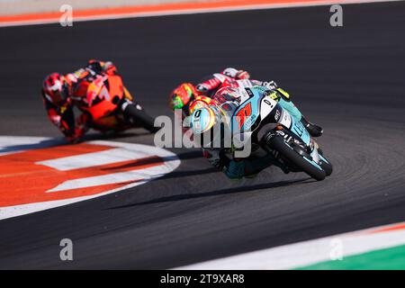 Valencia, Spanien. November 2023. Valencia, Spanien, 26. November 2023; Adrian Fernandez aus Spanien und Leopard Racing während der Moto3 GP Weltmeisterschaft Moto3 GP Grand Prix des Comunitat Valenciana, Rennstrecke Ricardo Toro in der Nähe von Cheste - gebührenpflichtiges Bild - Foto: © Eric ALONSO/ATP Images (ALONSO Eric/ATP/SPP) Credit: SPP Sport Pressefoto. /Alamy Live News Stockfoto