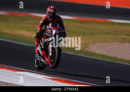 Valencia, Spanien. November 2023. Valencia, Spanien, 26. November 2023; Maverick Vinales aus Spanien und Aprilia Racing während der Moto GP Weltmeisterschaft.Moto GP Grand Prix des Comunitat Valenciana, Rennstrecke Ricardo Toro in der Nähe von Cheste - gebührenpflichtiges Bild - Foto: © Eric ALONSO/ATP Images (ALONSO Eric/ATP/SPP) Credit: SPP Sport Pressefoto. /Alamy Live News Stockfoto