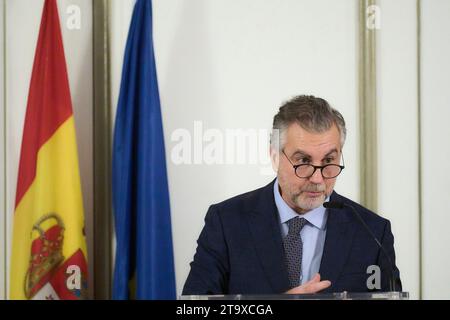 Madrid, Madrid, Spanien. November 2023. Carlos Alsina nimmt am 27. November 2023 an den „Francisco Cerecedo“ Journalismus Awards im Palace Hotel in Madrid, Spanien Teil (Foto: © Jack Abuin/ZUMA Press Wire). Nicht für kommerzielle ZWECKE! Stockfoto