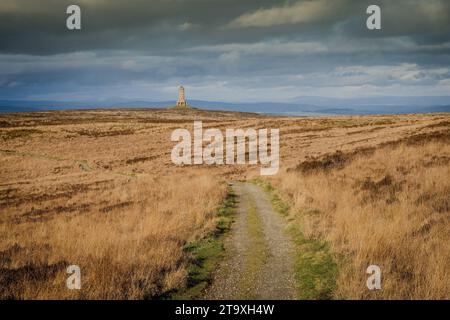 21.11.23 Darwen, Lancashire, Großbritannien. Der achteckige Jubilee Tower (offiziell als Darwen Tower bezeichnet) an der Rasterreferenz SD678215 auf Darwen Hill mit Blick auf die Th Stockfoto