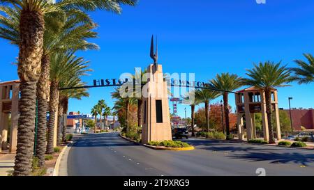 Historische Innenstadt von Boulder City - BOULDER CITY, USA - 31. OKTOBER 2023 Stockfoto