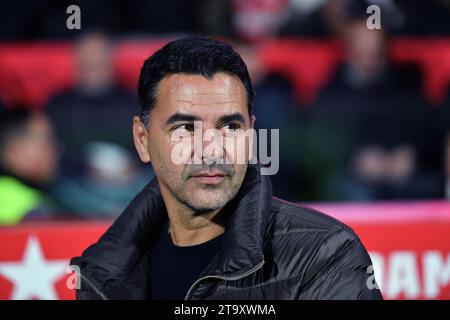 Girona, Esp. November 2023. GIRONA FC-ATHLETIC DE BILBAO 27. November 2023 Míchel Sánchez Cheftrainer des Girona FC während des Spiels zwischen Girona FC und Athletic de Bilbao, das dem vierzehntägigen Spiel der La Liga EA Sports im Stadtstadion Montilivi in Girona entspricht. Quelle: Rosdemora/Alamy Live News Stockfoto