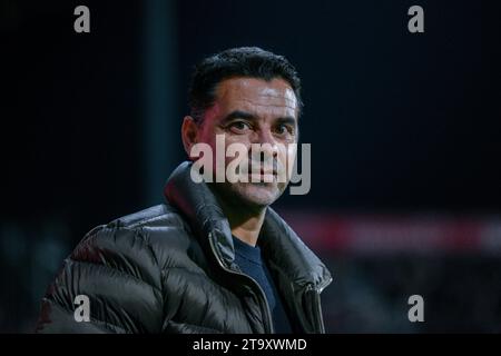 Girona, Esp. November 2023. GIRONA FC-ATHLETIC DE BILBAO 27. November 2023 Míchel Sánchez Cheftrainer des Girona FC während des Spiels zwischen Girona FC und Athletic de Bilbao, das dem vierzehntägigen Spiel der La Liga EA Sports im Stadtstadion Montilivi in Girona entspricht. Quelle: Rosdemora/Alamy Live News Stockfoto