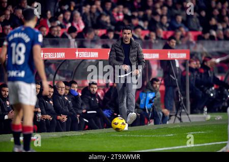 Girona, Esp. November 2023. GIRONA FC-ATHLETIC DE BILBAO 27. November 2023 Míchel Sánchez Cheftrainer des Girona FC während des Spiels zwischen Girona FC und Athletic de Bilbao, das dem vierzehntägigen Spiel der La Liga EA Sports im Stadtstadion Montilivi in Girona entspricht. Quelle: Rosdemora/Alamy Live News Stockfoto