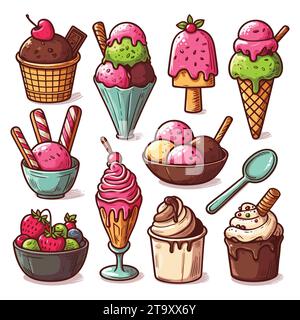 Set Eis auf weißem Hintergrund, Vektor-Illustration. Stock Vektor