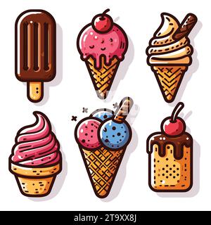 Set Eis auf weißem Hintergrund, Vektor-Illustration. Stock Vektor