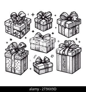 Set Geschenkboxen, Vektor-Illustration. Stock Vektor