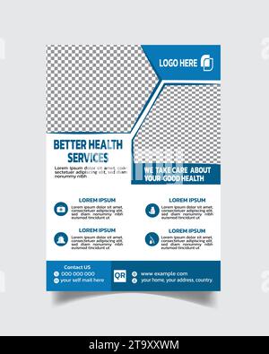 Eleganter Healthcare Flyer, medizinische Flyer Vorlage, Corporate Healthcare Flyer Faltblatt a4 Stock Vektor