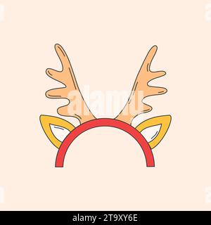Stirnband mit Hirschgeweih und Ohren. Weihnachtskostüm. Vektorabbildung. Modernes Weihnachtsmotiv und Happy New Year Stock Vektor