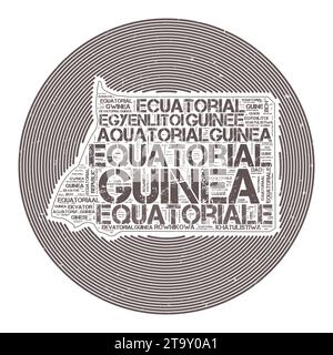 Vektorbild Äquatorialguinea. Country Round-Logo-Design. Äquatorialguinea-Poster in Kreisbögen und Wortwolke. Stock Vektor