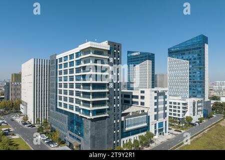 HEFEI, CHINA - 7. NOVEMBER 2023 - Luftaufnahme am 7. November 2023 vom Industriekooperat des Jangtse-Delta G60, Wissenschafts- und Innovationskorridors Stockfoto
