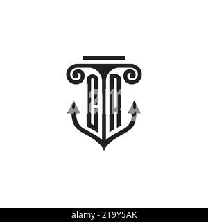 CR-Säulen- und Ankerkombinationslogo in hochwertigem Design Stock Vektor