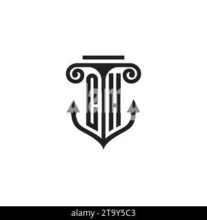 CH-Säule und Ankerkombination Concept Logo in hochwertigem Design Stock Vektor