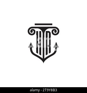 HR-Säule und Ankerkombination Concept Logo in hochwertigem Design Stock Vektor