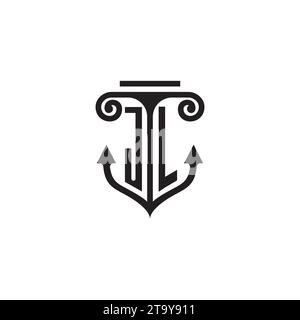 JL-Säulen- und Ankerkombinationslogo in hochwertigem Design Stock Vektor