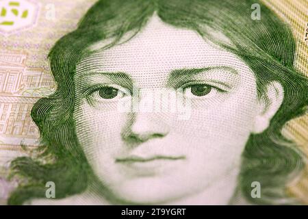 Bettina von Arnim ein Nahaufnahme-Porträt aus dem alten deutschen Geld - Mark Stockfoto