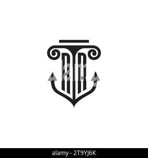 RR-Säule und Ankerkombination Concept Logo in hochwertigem Design Stock Vektor