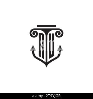 Ru-Säule und Ankerkombination Concept Logo in hochwertigem Design Stock Vektor