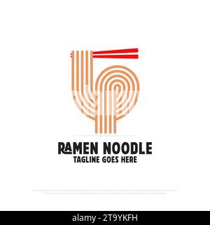 Ramen Nudel Logo Design Vektor, Lebensmittel und Getränke Logo Symbol Vektor Illustration, gut für japanische Restaurant Logo Idee Stock Vektor