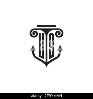 US-Säule und Ankerkombination Concept Logo in hochwertigem Design Stock Vektor