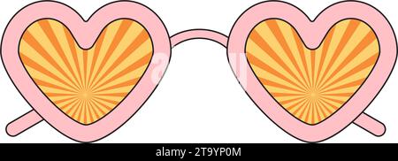 Groovige Sonnenbrille. Kollektion von Hippie-Sonnenbrillen im trendigen groovigen Stil. Stock Vektor