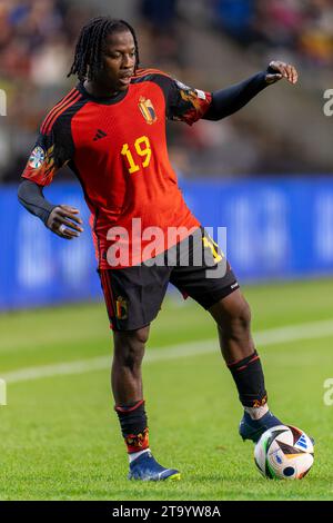 Brüssel, Belgien November 2023. BRÜSSEL, BELGIEN - 19. NOVEMBER: Johan Bakayoko aus Belgien spielt mit dem Ball während des Spiels der Gruppe F - UEFA EURO 2024 Europa-Qualifikation zwischen Belgien und Aserbaidschan am 19. November 2023 im King Baudouin Stadion in Brüssel. (Foto: Joris Verwijst/BSR Agency) Credit: BSR Agency/Alamy Live News Stockfoto