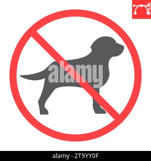 Kein Hundeglyphe-Symbol, Verbot und verboten, kein Haustier-Zeichen, Vektorgrafiken, bearbeitbarer Strich, EPS 10. Stock Vektor