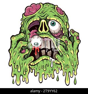 Vektor-Illustration von Cartoon Zombie Gesicht, Monster Gesicht Stock Vektor
