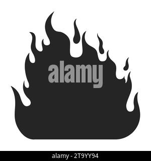 Brennendes Feuer, schwarz-weiß, 2D-Zeichentrickobjekt Stock Vektor