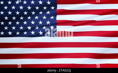 3D-Rendering, Nahaufnahme der amerikanischen Flagge, Sterne und Streifen, vereinigte staaten von amerika Stockfoto
