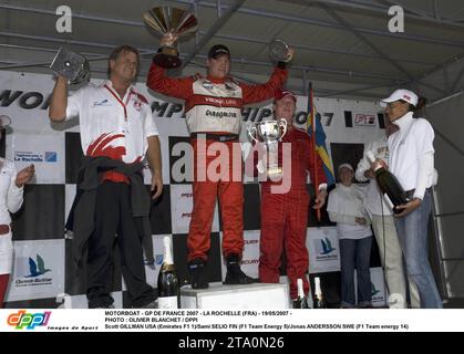 MOTORBOOT - GP DE FRANCE 2007 - LA ROCHELLE (FRA) - 19/05/2007 - FOTO : OLIVIER BLANCHET / DPPI Scott GILLMAN USA (Emirates F1 1)/Sami SELIO FIN (F1 Team Energy 5)/Jonas ANDERSSON SWE (F1 Team ENERGY 14) Stockfoto