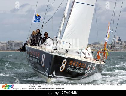 SEGELN - LES SABLES D'OLONNE - MADERE - LES SABLES D'OLONNE 2007 - LES SABLES D'OLONNE - 24/06/2007 - FOTO : OLIVIER BLANCHET / DPPI CLASSE 40 / MERENA 8 / ALEXIS GUILLAUME (FRA) Stockfoto