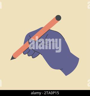 Arm halten Stift, Schreiben oder Zeichnen mit Bleistift Stock Vektor