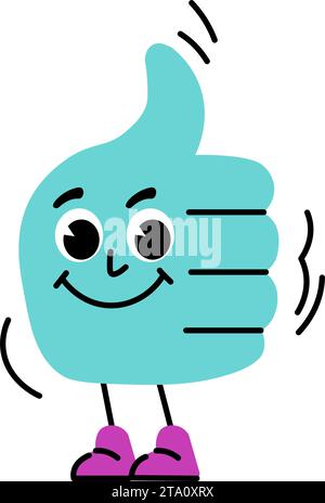 Daumen hoch Hand Charakter, Comic Emoticon Vektor Stock Vektor