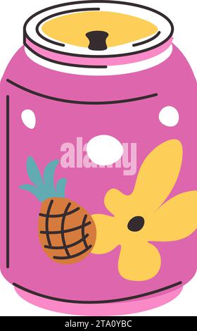 Limonade oder Ananasgetränk in Dose, leckeres Getränk Stock Vektor