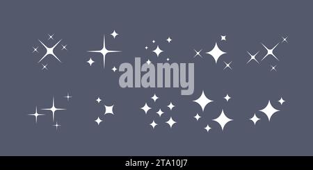 Funkelnde Sterne. Design-Elemente-Kollektion mit funkelndem Design. Funkelnde Ikonen mit glänzendem Glitzer. Stock Vektor