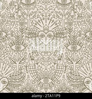 Abstraktes indisches Muster, monochrome Skizze Stock Vektor