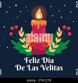 Feliz Dia de Las Velitas Illustration im flachen Design-Stil Stock Vektor