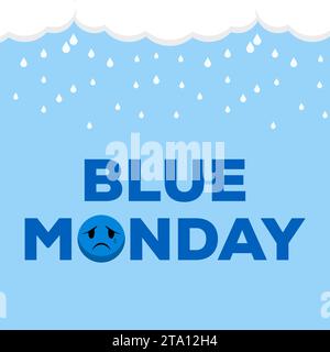 Flache Design Vektor blaue montag Illustration mit Wolken Stock Vektor